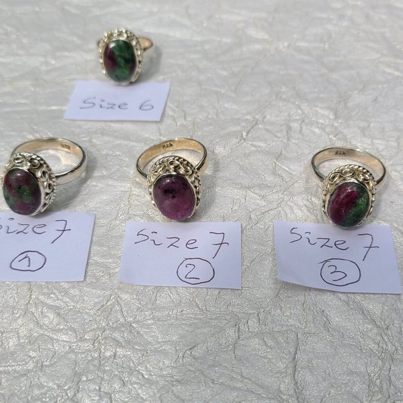 Ruby Zoisite ring sterling silver -Unique gemstone ring - Picture 7 of 16